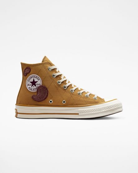 Pánské Boty Vysoké Converse Chuck 70 Crafted Patches Oranžové Tmavě Vínové | CZ M31RZ72